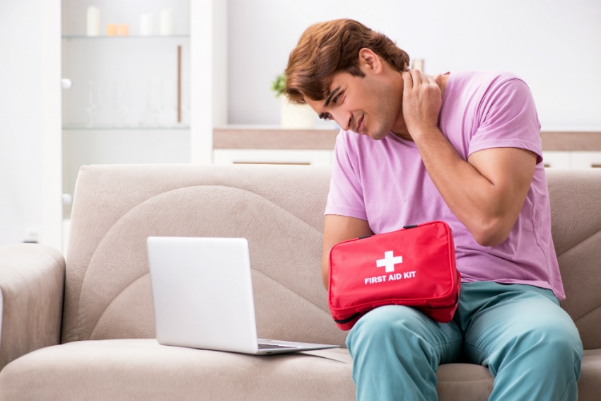 Man searching Internet for health questions